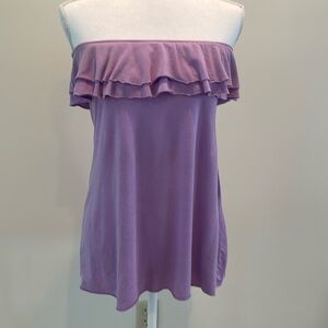 Victoria’s Secret Purple Strapless Ruffled Top with Cut Out. Small Petite